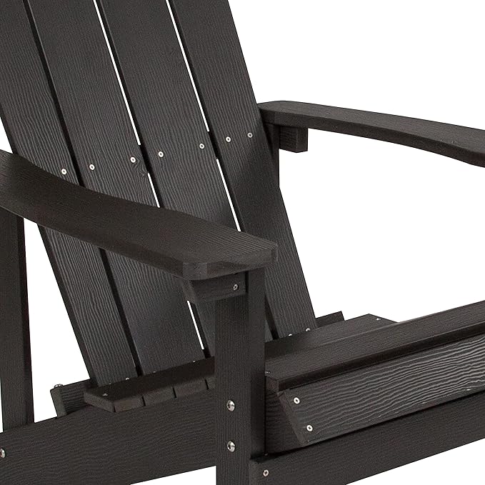 Flash Furniture Charlestown Commercial Grade Indoor/Outdoor Adirondack Chair, Weather Resistant Durable Poly Resin Deck and Patio Seating, Slate Gray
