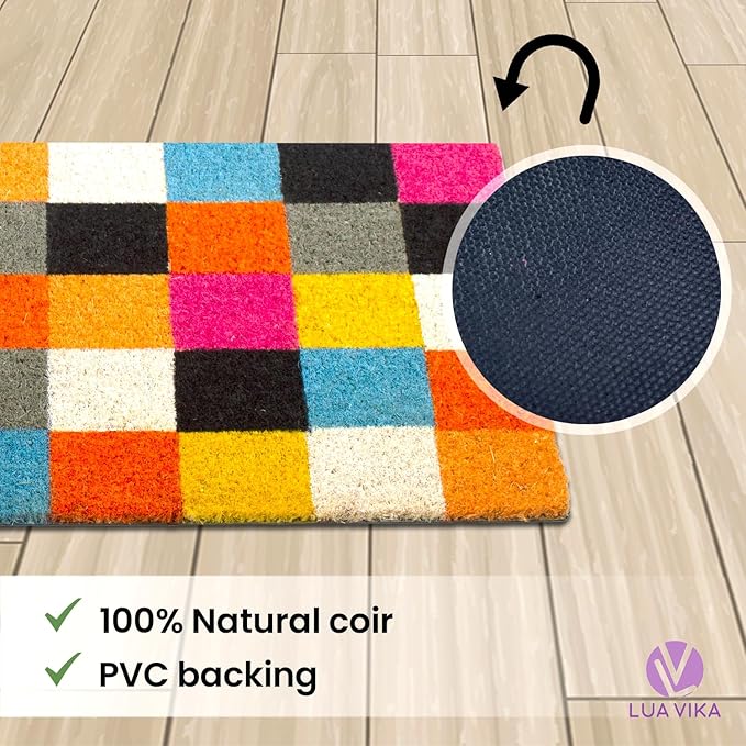 Coir Door mats Outdoor, Door mat Outside Entrance, Welcome mat Indoor, Doormat Outdoor, Funny Door mats Outside, Coir Doormat 16"x27.5" (Squares)
