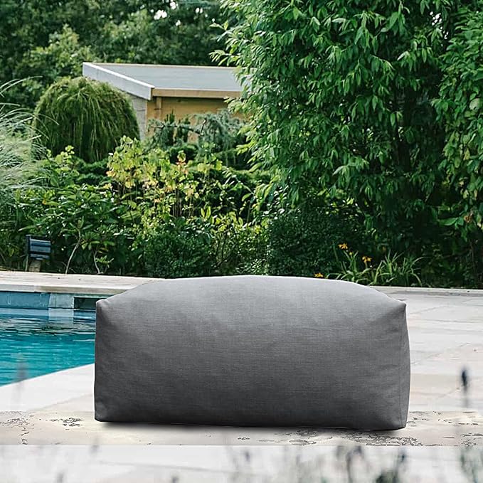 Patio Ottoman, Outdoor Coffee Table Bean Bag Chair, Daybed Sofa Comfy Couch, Modular Patio Sectional Sofa, Water-Resistant Olefin Fabric, High-Density Foam Filled, Comfy Lounge Seat, Dark Gray
