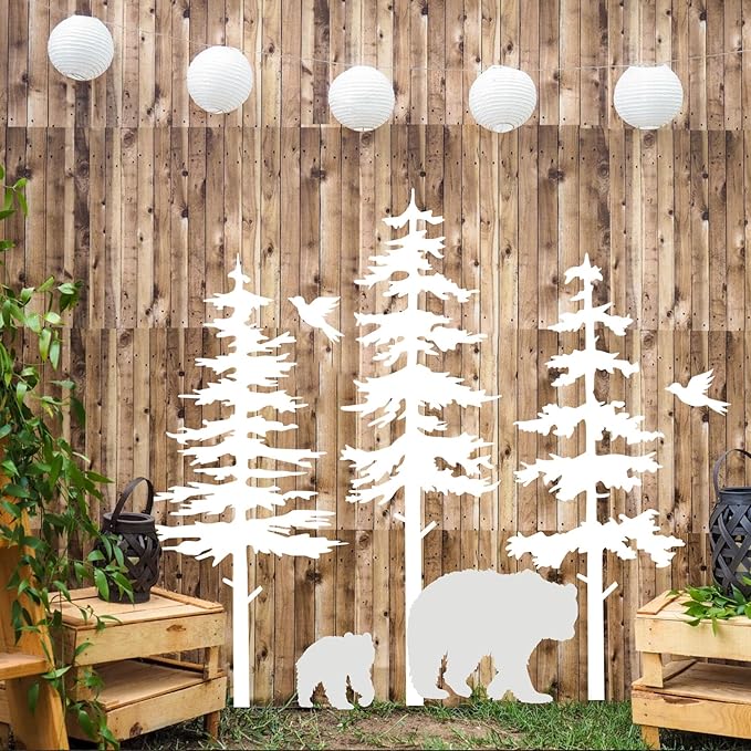 Large Pine Tree Stencils for Painting on Wood Fence 39” Giant Wall Stencils Skinny Tree Mural Draw Templates for Walls Window Furniture