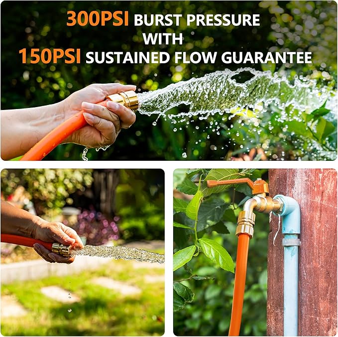 5/8" x 3ft Hybrid Garden Hose, Custom Length, -40°F to 150°, NO Kink, Flexible, Leakproof water Hose With Additional Customizable Solid GHT Fittings, Female to Female Leader Hose