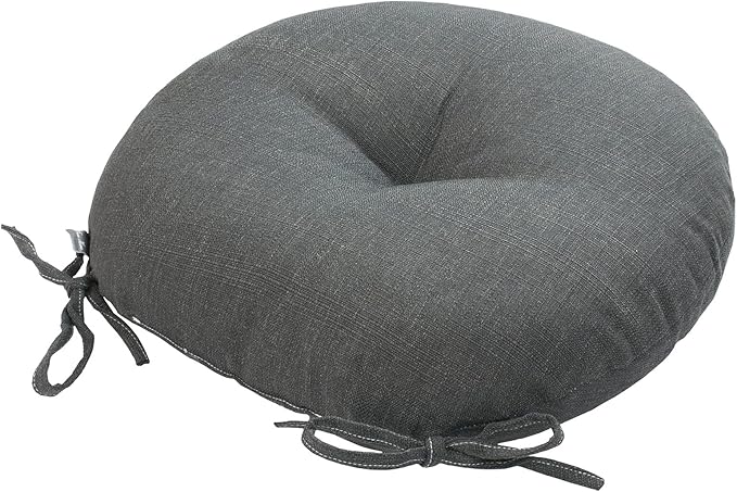 Bistro Chair Cushions 15 inch,Set of 2,Tufted Round Chair Cushions with Ties,15"x15"x4",Water Resistant Round Seat Cushion for Barstool Chairs,Patio Garden Kitchen Outdoor Furniture(Charcoal Gray)