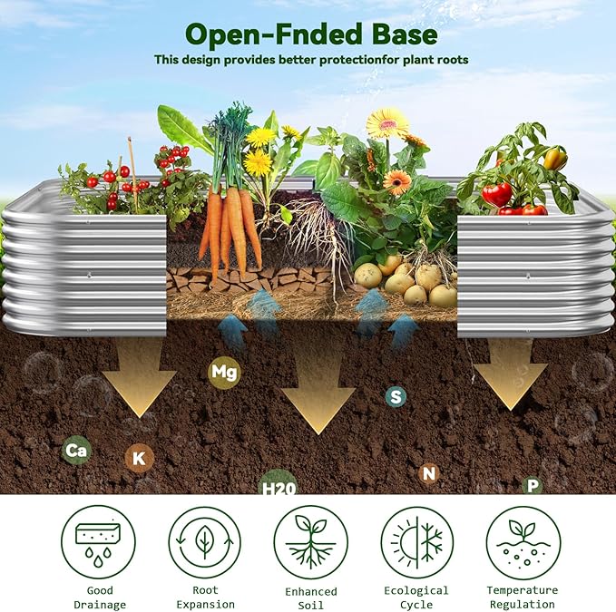 Raised Beds for Gardening, Corrugated Galvanized Steel Raised Garden Bed, Outdoor Metal Above Ground Garden Bed for Vegetables and Flowers-3x2FTx10Inch