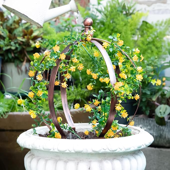 2PCS Bronze Metal Garden Trellis Obelisk for Climbing Plants - Rust-Resistant Powder Coated Outdoor Topiary Frame for Roses and Potted Plants - Versatile and Durable Garden Support Structure