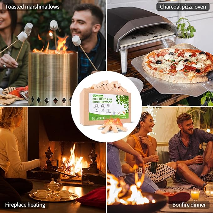 Mini Firewood 5'' Lengths Barkless Pine Kiln Dried Firewood Great Fire Pit Accessories Prefect for Solo Stove Mesa XL, Tabletop Fire Pit,Mesa Fire Sticks Wood,8Lbs
