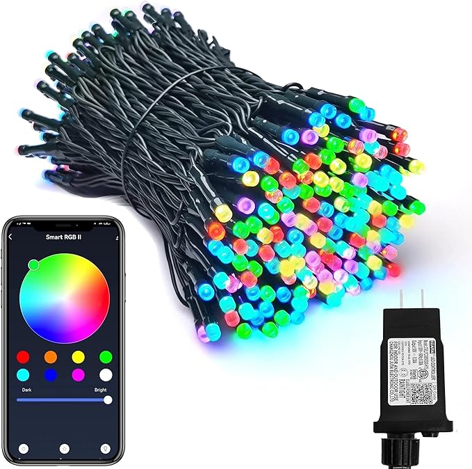 PMS Smart WiFi LED Christmas Lights, APP-Controlled RGB Fairy String Lights, Ideal for Xmas Tree, Garden, Home, Party, Halloween Festival Deco (33ft-100LED)