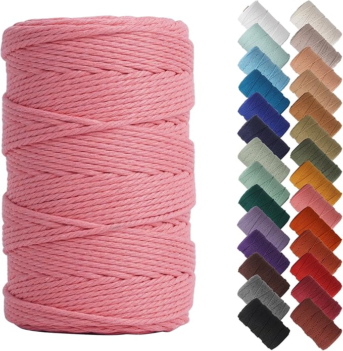 NOANTA Dark Pink Macrame Cord 4mm x 109yards, Colored Macrame Rope, Cotton Cord Macrame Yarn, Colorful Cotton Craft Cord for Wall Hanging, Plant Hangers, Crafts, Knitting