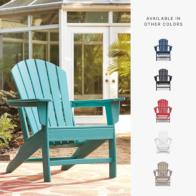 Signature Design by Ashley Sundown Treasure Outdoor Patio HDPE Weather Resistant Adirondack Chair, Blue