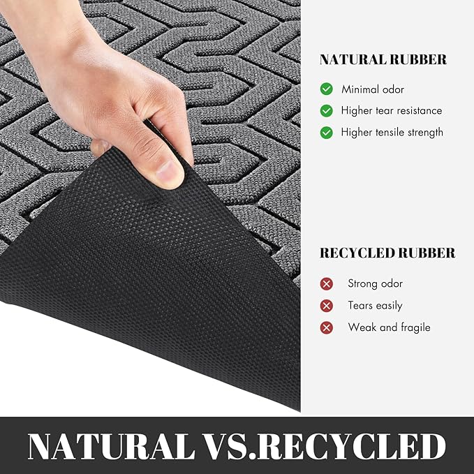 Yimobra Extra Large Door Mat Outside Entrance 60x36, Waterproof Heavy Duty Outdoor Mats for Front Door, Non Slip Rubber Entry Mat for Garage Patio Indoor, Easy Clean, Grey