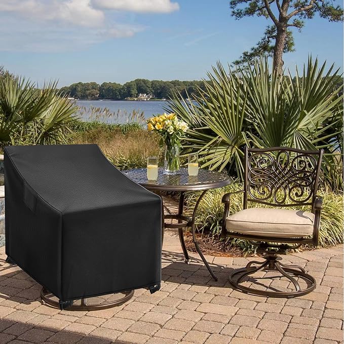 WLEAFJ Outdoor Swivel Chair Covers, Waterproof Heavy Duty Patio Rocking Furniture Covers, Black, 2 Pack - 30" W x 34" D x 38.5" H