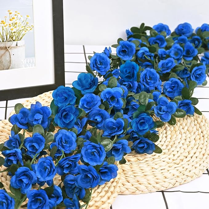 BLEUM CADE 2Pcs 16.4Ft Flower Garland Artificial Rose Vines for Bedroom, Cute Fake Hanging Flower Vines Floral Garland Decorations for Wedding Party Wall Room Decor Aesthetic
