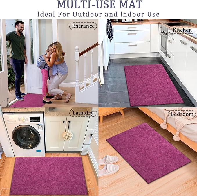 AAZZKANG Set of 2 Purple Doormat Large 36"x24" Outside Inside Utility Floor Mat Quickly Absorb Mud Anti Slip Rubber Door Mat for Home,Garden,High Traffic Areas Decorative
