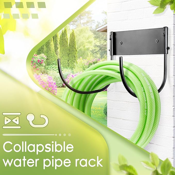 Heavy Duty Wall-Mount Hose Holder: 1Pc Foldable Rustproof Outdoor Water Hose Hanger 150ft for Garden/Yard/Fence/Patio with 120LB Capacity