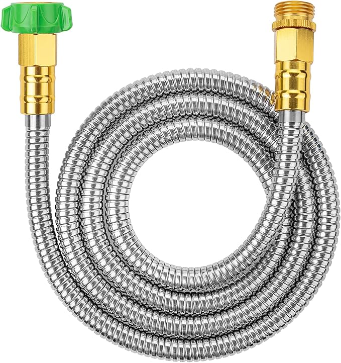 UNCO- Stainless Steel Metal Hose, 6 Feet, No Kink, Short Garden Hose Metal