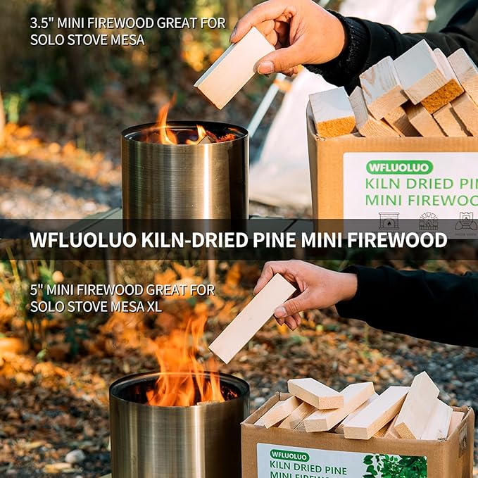 Mini Firewood with 8PCS Fire Starters 3.5'' Lengths Pine Kiln Dried Firewood Great Solo Stove Accessories Tool Prefect for Solo Stove Mesa, Tabletop Fire Pit, Solo Stove Mesa Sticks Wood