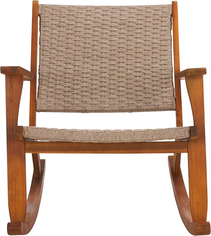 SAFAVIEH Outdoor Collection Daniel Natural Solid Wood Rocking Chair
