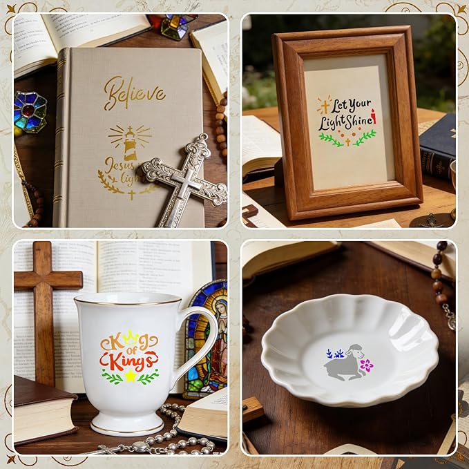 72 PCS 3x3 Inch Christian Cross Stencils for Painting - Religious Jesus Christ God Reusable Painting Templates, Christ Stencil Crafts Drawing Templates DIY Scrapbook, Home Wall, Canvas Wood Signs