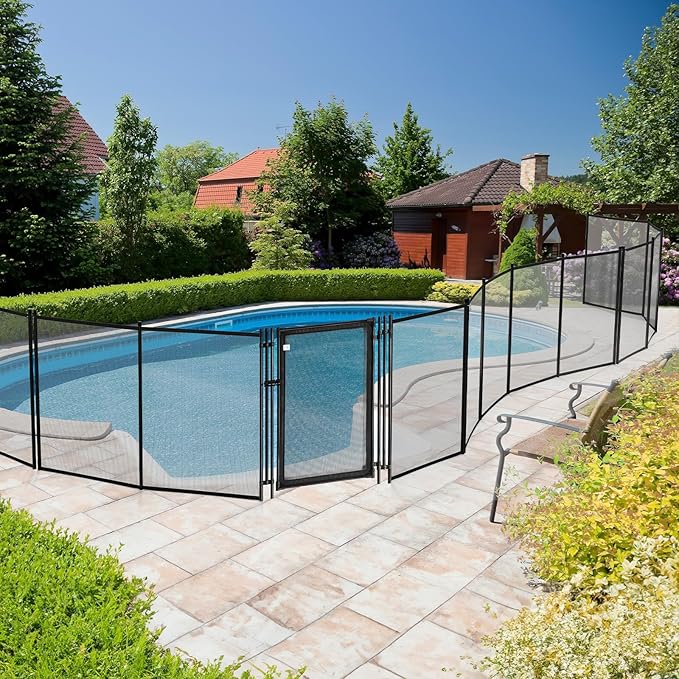 VINGLI 4ft High Pool Fence for Inground and Above Ground Pools, Black Mesh Removable Safety Fencing, Heavy-Duty Protective Barrier for Garden & Backyard (4×2.5FT)
