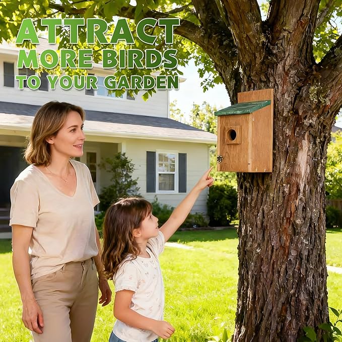 Gtongoko Recycled Plastic Bird Houses for Outside Clearance 1-1/2" Entrance Hole Blue Birdhouses for Outdoors with Air Vents Green & Brown Nesting Box for Cardinals Swallows Finches Chickadee 1 Pack