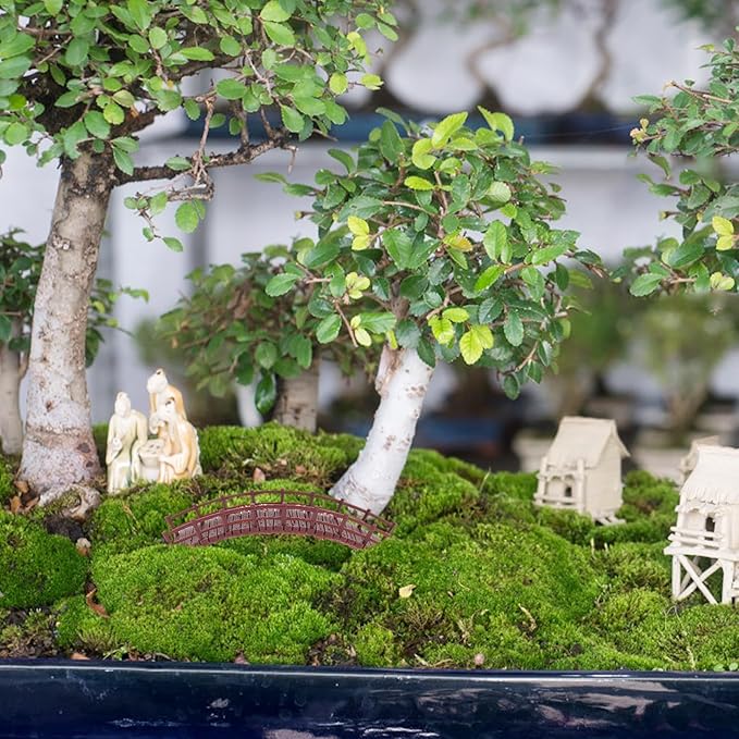 LOGOFUN 4PCS Miniature Arch Bridge Figurines Chinese Style Garden Model Mini Plastic Z Shaped Bridges for Micro Dollhouse Plant Pot Terrarium Decor