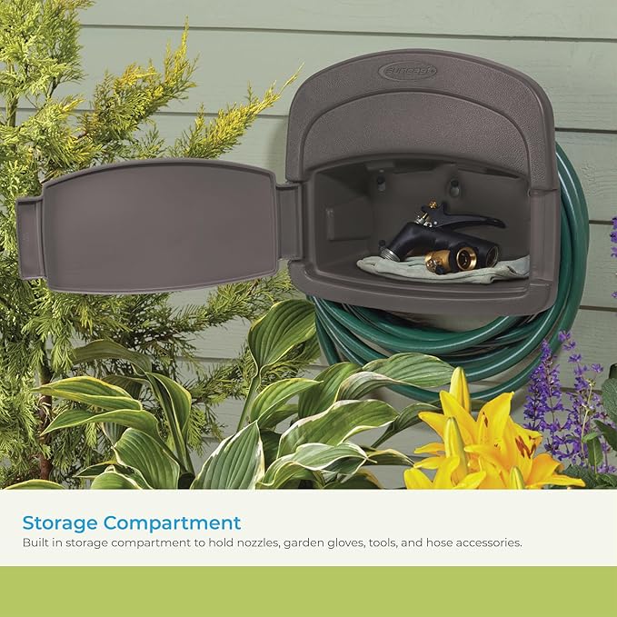 Suncast DHH150ST Deluxe Hangout Hose Hanger,Stoney Gray ,1 Count (Pack of 1)