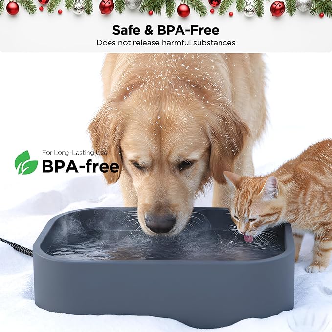 Heated Water Bowl, 5.5L/1.45Gal Extra Large Winter Freeze Proof Pet Heated Water Bowl with Anti Chewy Long Cord, BPA-Free, for Dog Cats Rabbit Chicken Duck Squirrel Animals Outside Heated Water Bucket