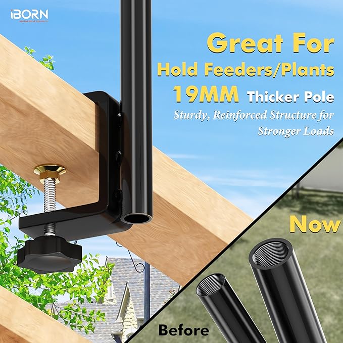 iBorn Bird Feeder Hook for Deck Railing Outside Hanging for Hummingbird Feeders Deck Hanger,3 Hooks 360 Degree Swivel,Attracting Birds Shepard Hook for Bird Feeders (Feeders are Not Included)