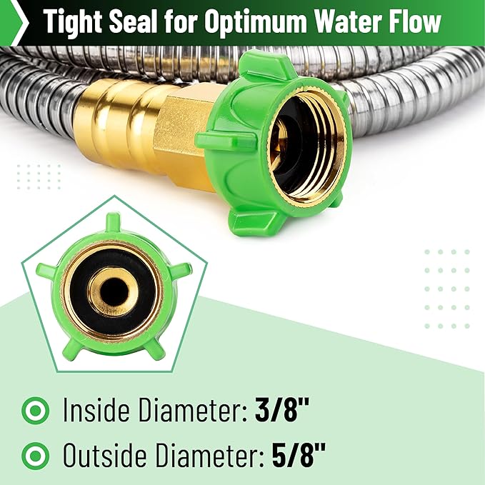 UNCO- Stainless Steel Metal Hose, 12 Feet, No Kink, Metal Garden Hose