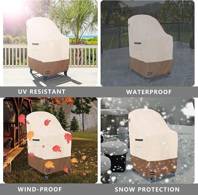 Patio Tall Adirondack Chair Cover(30W x 34D x 45H inches),600D Waterproof Heavy Duty Outdoor Chair Covers,Adirondack Chair Covers,Adirondack Chair Cover for Patio Furniture,Beige&Brown