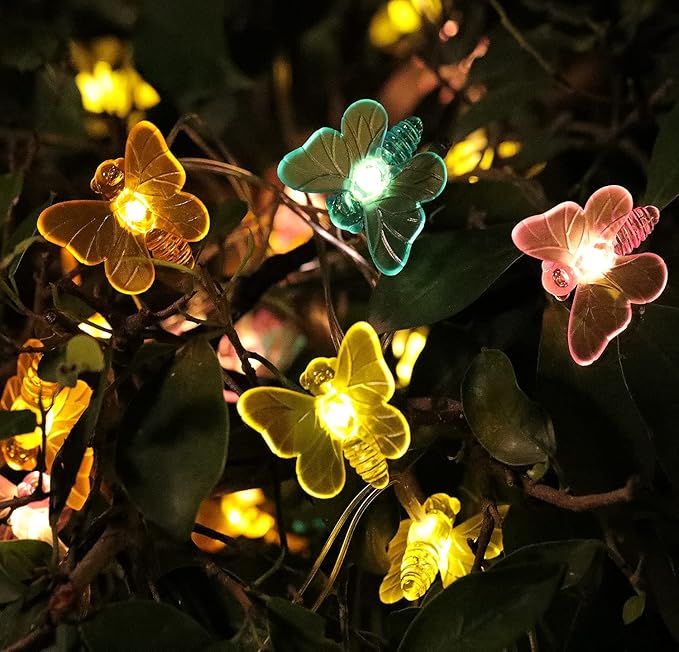 Solar Butterfly String Lights, 16 Ft 32 Warm White LED Outdoor Waterproof Butterfly Fairy String Lights for Garden Yard Outdoor Decorations