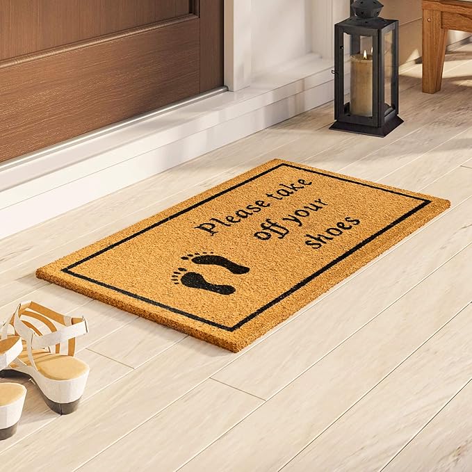 LuxUrux Welcome Mats Outdoor Coco Coir Doormat, with Heavy-Duty PVC Backing - Natural - Perfect Color/Sizing for Outdoor/Indoor uses. (17 x 36)