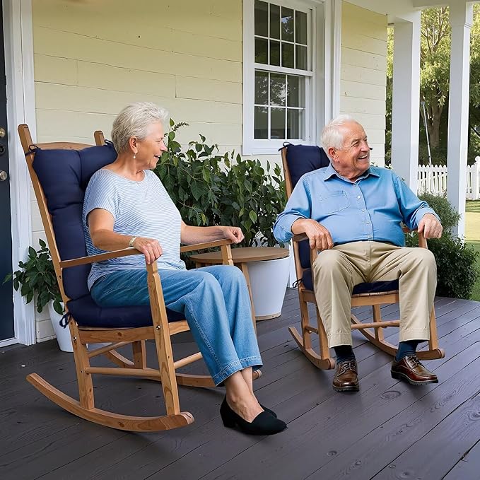 1 Pack Outdoor Rocking Chair Cushion Wicker Chair Cushion with Ties Overstuffed Seat Pad for Patio Porch Rocker Chair Red