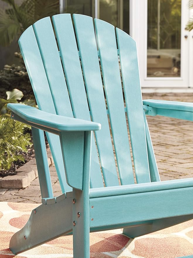 Signature Design by Ashley Sundown Treasure Outdoor Patio HDPE Weather Resistant Adirondack Chair, Blue