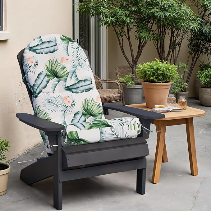 Adirondack Chair Cushion, Rocking Chair Cushions, High Back Patio Cushions, Thickened Weather Resistant Patio Cushion with 6 Ties, Non Slip Fade & Waterproof