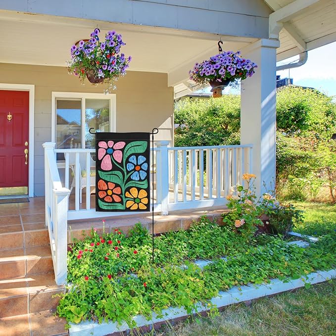 Resist Garden Flag 12x18 Inches - Double sided floral design subtle anti protest logo courtyard outdoor terrace windows porch (Garden)