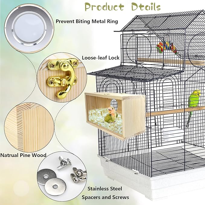 Parakeet Nesting Box Cockatiel Nesting Natural Pine Bird Nest Bird Breeding Box House Acrylic Transparent Bird Box with Detachable Wooden Board for Lovebirds Cockatiel Budgie Conure Parrot S