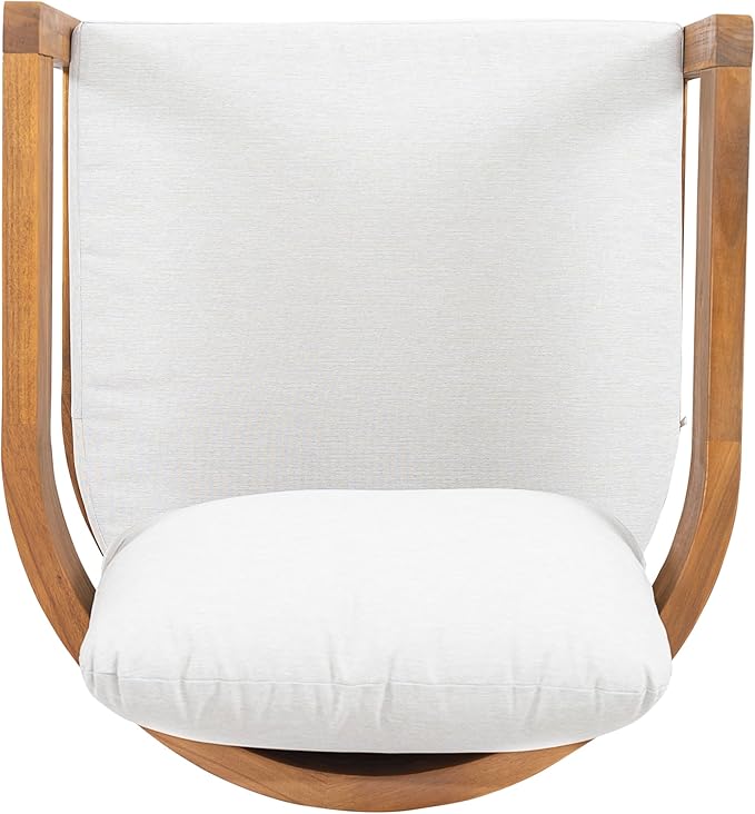Christopher Knight Home Telluride Outdoor Acacia Wood Swivel Club Chair with Removable Cushion, 360° Rotating Patio Armchair for Garden, Balcony, or Poolside Seating, Teak + Beige