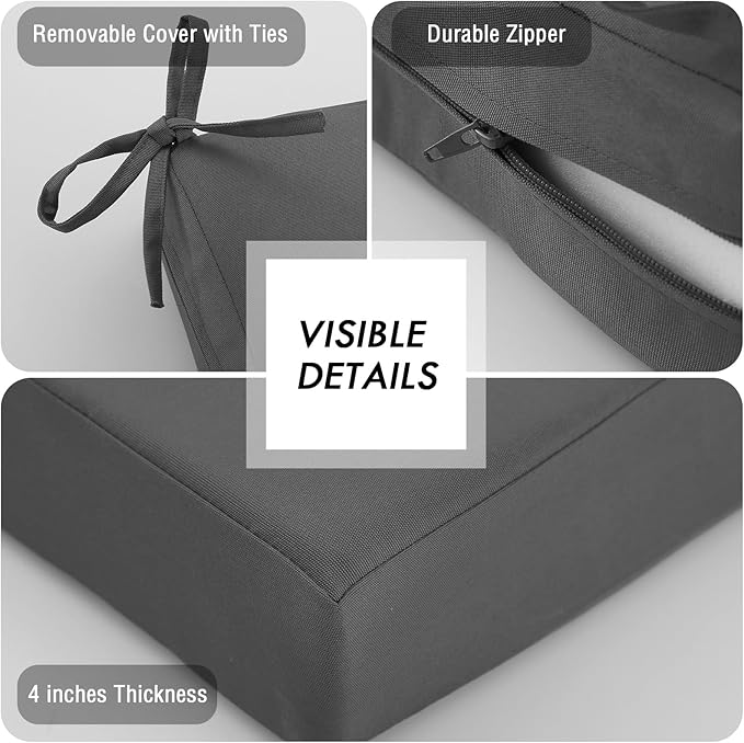 idee-home Outdoor Cushions for Patio Furniture, Outdoor Seat Cushion, Waterproof Hampton Bay Deep Seat Replacement Couch Chair Cushions for Garden Lawn Backyard Deck, 30 x 30