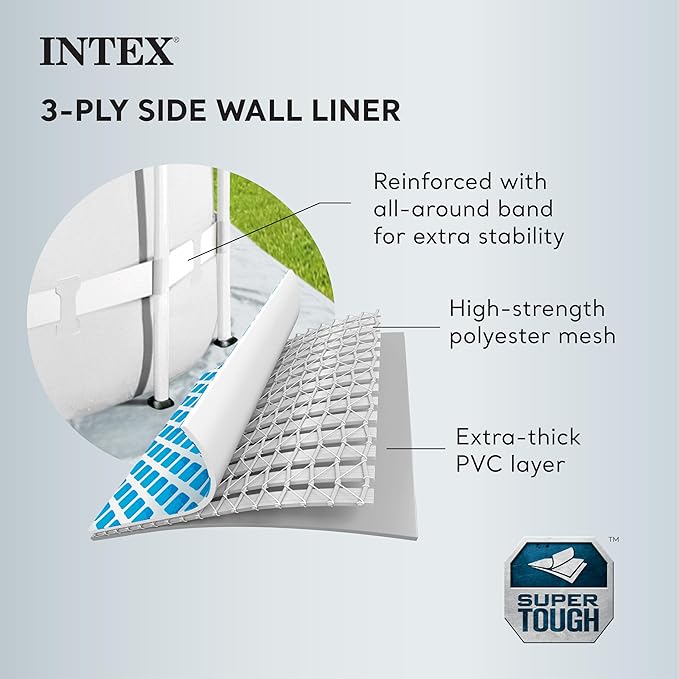 INTEX 26729EH 16ft x 48in Prism Frame Clearview Above Ground Swimming Pool Set, Includes 1500 GPH Cartridge Filter Pump, SuperTough Puncture Resistant, Rust Resistant, 5061 Gallon Capacity