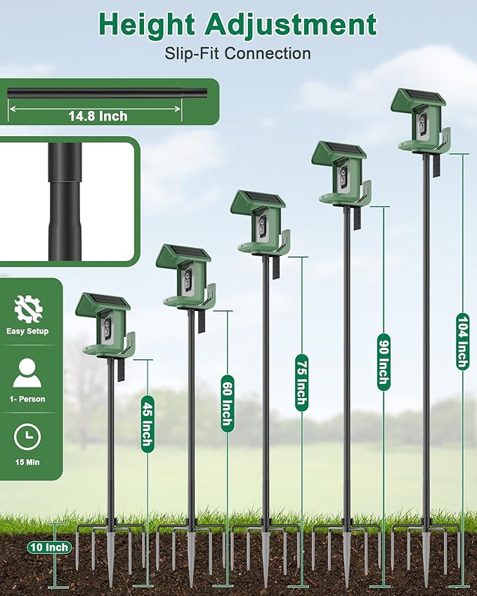 Bird Feeder Pole – 104 Inch Height Bird House Pole with 1-Inch Dia Heavy Duty for Birdfeeders, Feeding Stand with Mount Kit for Outdoor, Slip-Fit Connection, Black