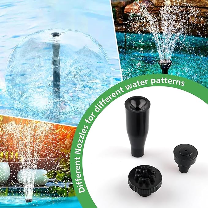 15W 800L/H Submersible Fountain Pump with LED Lights, Adjustable Quiet Water Pump, Pond Fountain Pumps for Water Feature, Garden, Aquarium Fish Tank, Indoor Outdoor Fountain with 3 Type Nozzles