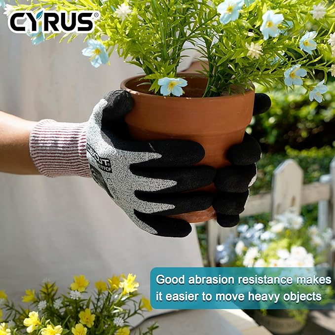 CYRUS Nitrile Gardening Gloves for Women＆Men, Thorn-Proof Garden Gloves,Work for Yard Garden, Weeding, Digging, Pruning