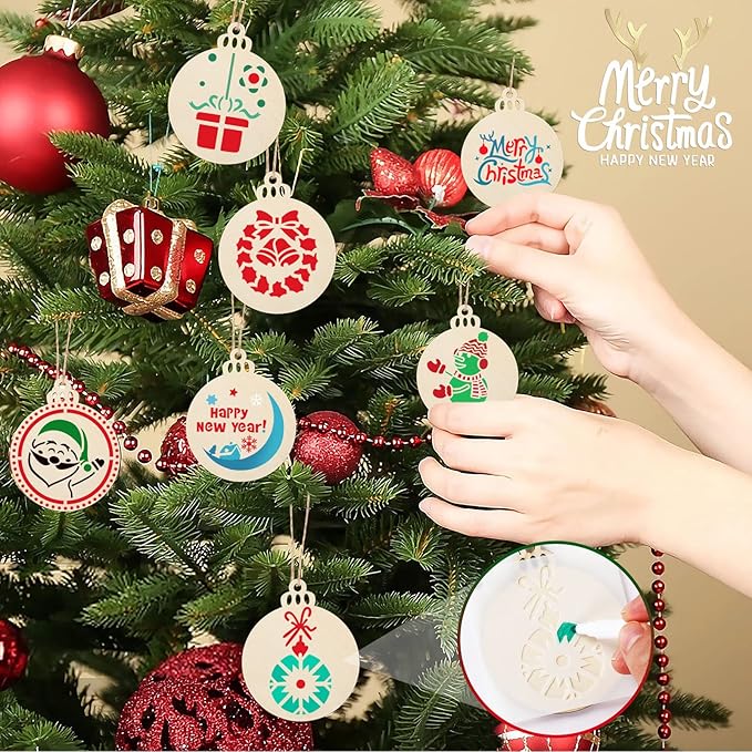 Augshy 56 Pack Christmas Dot Painting Templates Stencils DIY Christmas Pattern Stencils for Scrapbooking Drawing Wall Floor Decor DIY Rock Painting Art Projects (3inch)