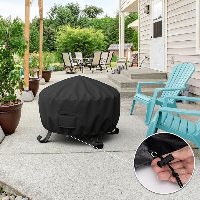 SHINESTAR Round Fire Pit Cover, Fits for 40-44’’ Wood Burning Firepit, Fire Pit Grill, or Fire Pit Ring DIY Process, Waterproof & Windproof, 44 Dia x 24 H