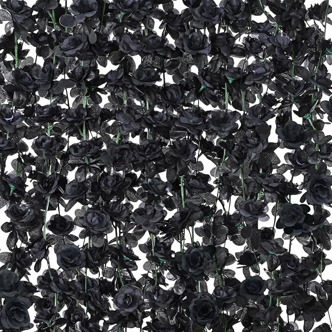 BLEUM CADE 5Pcs 41Ft Flower Garland Artificial Rose Vines for Bedroom, Cute Fake Hanging Flower Vines Floral Garland Decorations for Halloween Wedding Party Wall Room Decor Aesthetic