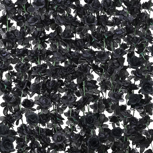 BLEUM CADE 5Pcs 41Ft Flower Garland Artificial Rose Vines for Bedroom, Cute Fake Hanging Flower Vines Floral Garland Decorations for Halloween Wedding Party Wall Room Decor Aesthetic