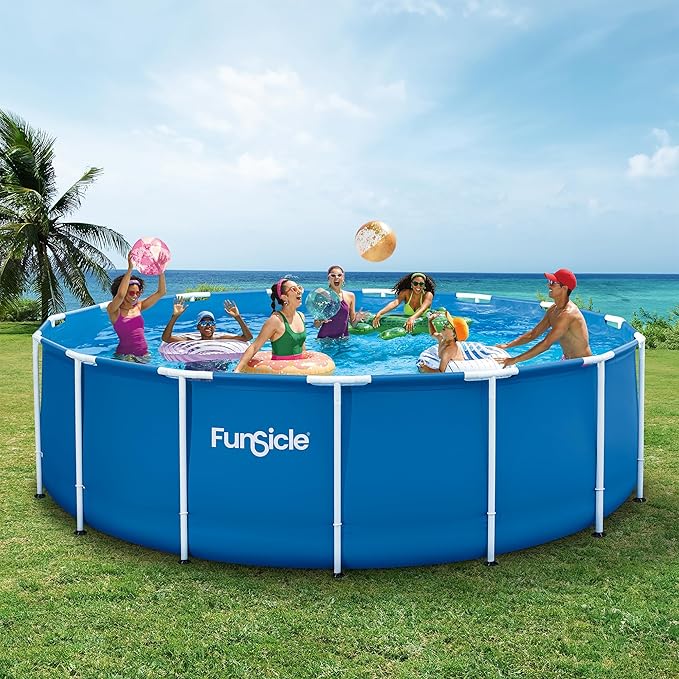 Funsicle Activity 15' x 48" Round Outdoor Above Ground Swimming Pool, Includes Repair Patch