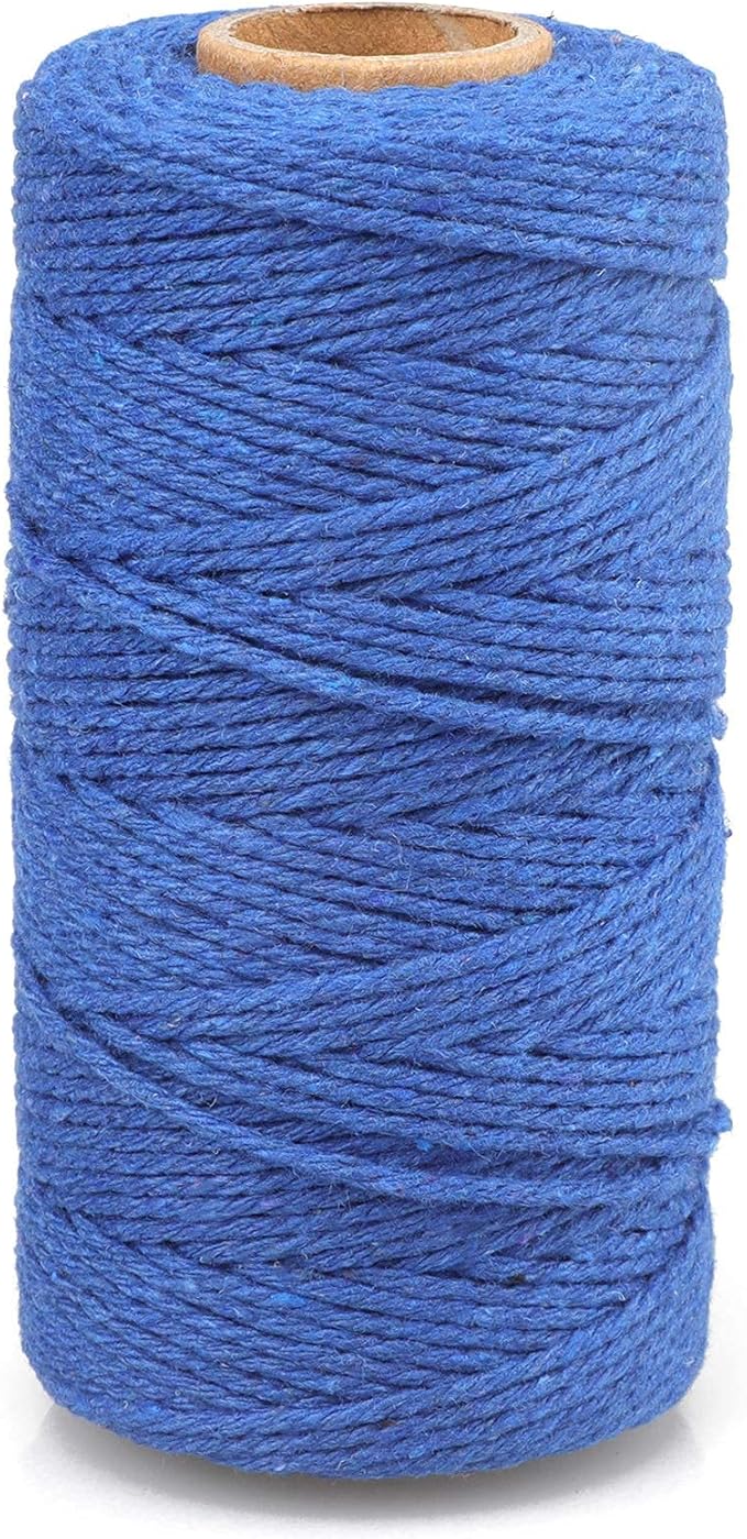 G2PLUS 328 Feet 2MM Natural Cotton String for Crafts,Gift Wrapping Twine,Arts & Crafts, Home Decor, Gift Packaging (Dark Blue)