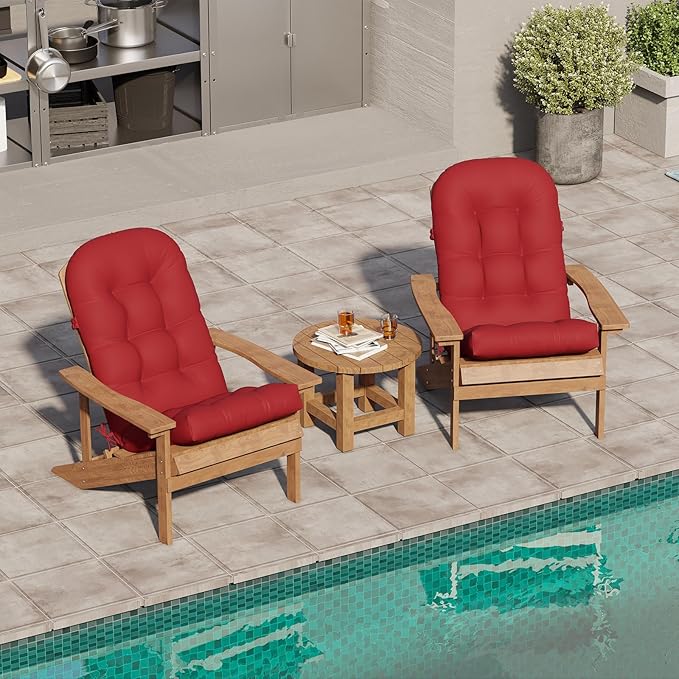 Crestlive 50x20x4 Inch Adirondack Chair Cushion Outdoor Rocking Chair Cushions Water Resistant High Back Patio Chair Cushions Set of 2 Thick Patio Replacement Cushion, Chili