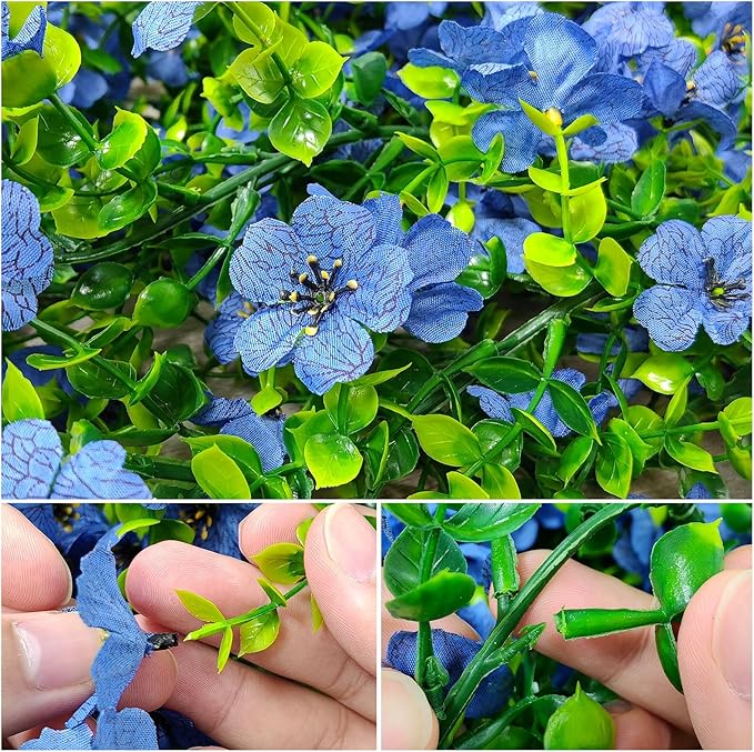 4 Pcs Faux Flowers Garland Plant, Artificial Vines Hanging Flowers Leaves Greenery Garland for Wedding Backdrop Arch Wall Decor, 6 Feet/pcs UV Resistant Indoor Outdoor